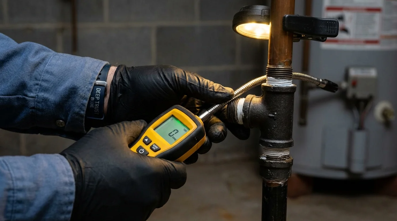 Gas leak detection with electronic sniffer by Johns Plumbing LLC in Dublin